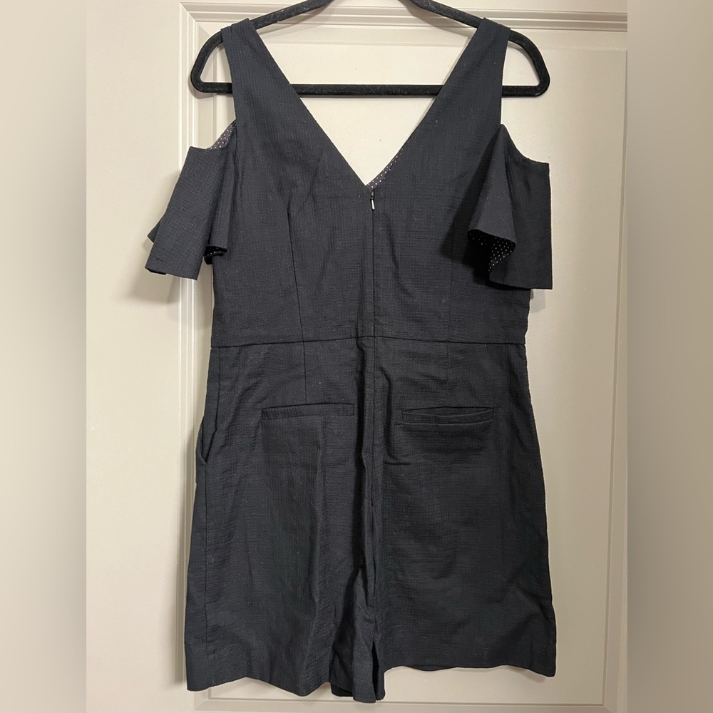 Anthropologie Elevenses Cold Shoulder Black Romper Size 4 - Picture 4 of 10